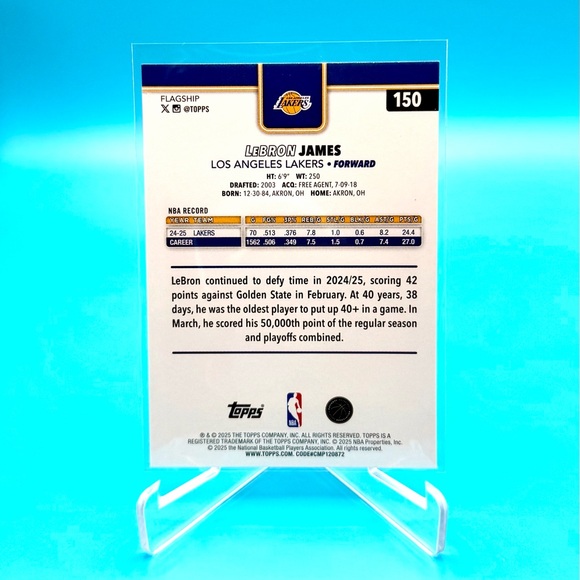 2025 Topps 🔥LeBron James St. James "DOUBLE ERROR" Blue Back + Halo🔥SSP #150 - Picture 5 of 8